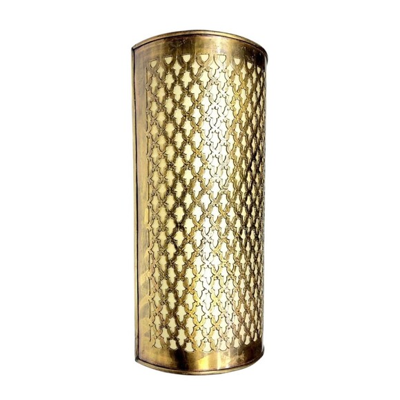 Vintage Mid-Century Modern Brass Moroccan Wall Sconce Gold MCM
